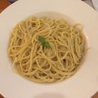 vegan creamy garlic pasta :) at Simple Things in Kampot