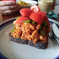 Tempeh scramble at Simple Things in Kampot