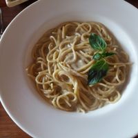 Garlic cream pasta - vegan at Simple Things in Kampot