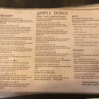 Menu at Simple Things in Kampot
