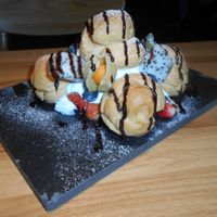Cream Profiteroles w. Chocolate & Fruit $48HKD > a real treat for the taste buds!!! at So Thai So Good  in Kowloon