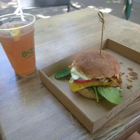 Bbq tofu burger at Vegan Love in Budapest