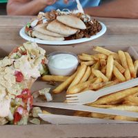 Hot dog with fries at Vegan Love in Budapest