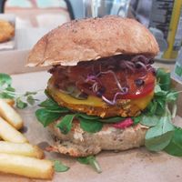 Sweet potato burger at Vegan Love in Budapest