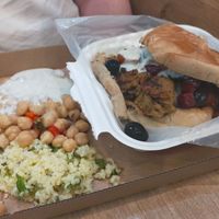 Gyro and salad on the side at Vegan Love in Budapest