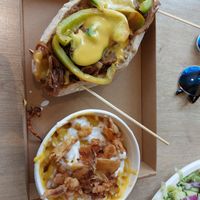 Philly cheese plus mac n cheese at Vegan Love in Budapest