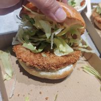 Chicken style burger at Vegan Love in Budapest