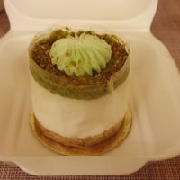 Takeaway pistachio cheesecake at Vegan Love in Budapest