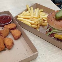 Burger and nuggets at Vegan Love in Budapest