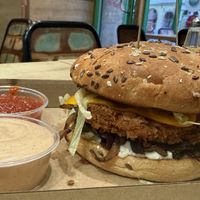 Chicken style burger   at Vegan Love in Budapest