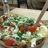 Loaded fry’s that you must take  at Vegan Love in Budapest