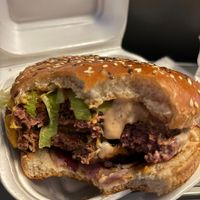 Double cheeze burger at Vegan Love in Budapest