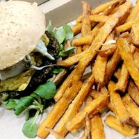 quinia burger at Vegan Love in Budapest