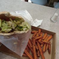 kebab and sweet potato fries at Vegan Love in Budapest