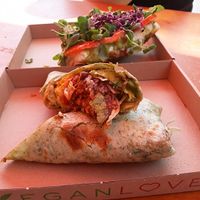 Burrito and avocado sandwich  at Vegan Love in Budapest