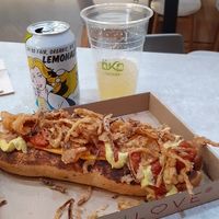 Onion hot dog at Vegan Love in Budapest