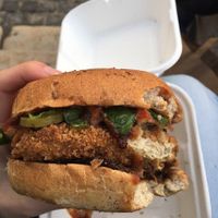 BBQ veg chick'n burger at Vegan Love in Budapest