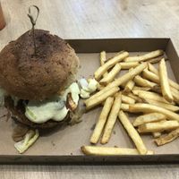 Chicken Burger with Fries  at Vegan Love in Budapest