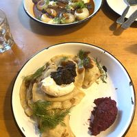 Pierogis and kluski slaskie  at Apteka in Pittsburgh