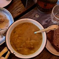 Golden borscht- a bowl of sunshinee  at Apteka in Pittsburgh