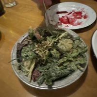 Out of focused warm potato saladd  at Apteka in Pittsburgh