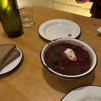 Borscht and brown breadd  at Apteka in Pittsburgh