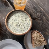 Kapusniak z mlodej Kaputsy - like cabbage soup .   at Apteka in Pittsburgh