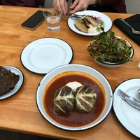 Cabbage rolls, salad, pirogi at Apteka in Pittsburgh
