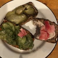 Polish bread with pickled veggies  at Apteka in Pittsburgh