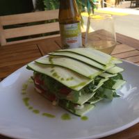 The raw-lasagna and a kombucha at Eqvita in 
