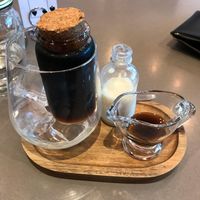 Cold slow drip coffee with coconut sugar and soy milk  at Cherry Tree Cafe in Healesville