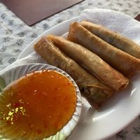 Vegetable spring rolls served with sweet chilli sauce  at Levine's Eatery in Coron