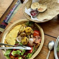 Basil v omlet   at OR2K in Pokhara