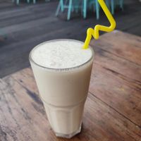 banana lassi with coconut milk at OR2K in Pokhara