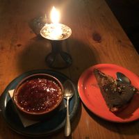 Vegan crème brûlée and chocolate pumpkin pie at OR2K in Pokhara