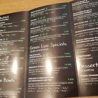 menu at Green Lion in Nuremberg