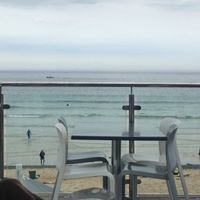 View from our alcove seating at Porthmeor Beach Cafe in St Ives