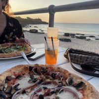 Vegan pizzas  at Porthmeor Beach Cafe in St Ives