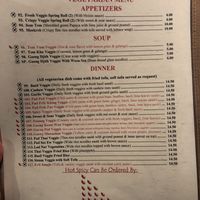 Vegan/vegetarian menu   at Pattaya Thai Restaurant in Penfield