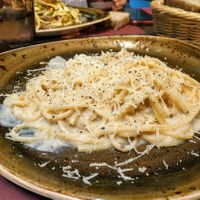 Cacio e pepe vegan at Rifugio Romano in Rome