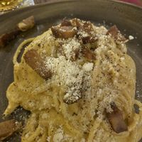 Spaghetti carbonara  at Rifugio Romano in Rome