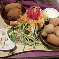 Mixed starters. The supplì and arancino were delicious #Veganuary at Rifugio Romano in Rome