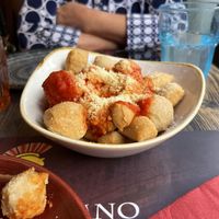 GNOCCHETTI DI PIZZA ALL'ARRABBIATA CON PARMIGIANO vegano  at Rifugio Romano in Rome