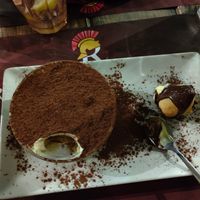 Vegan tirimisu (+ profiterole stolen from my friend's plate) at Rifugio Romano in Rome