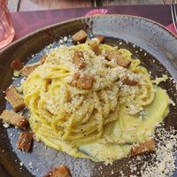 Vegan Carbonara  at Rifugio Romano in Rome