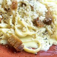 Vegan Carbonara. I cannot even begin to explain how delicious this was. at Rifugio Romano in Rome