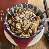 Vegan custard with crushed biscuits and vegan Nutella   at Rifugio Romano in Rome