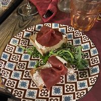 bruschetta with mopur and “stracchino"  at Rifugio Romano in Rome
