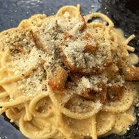 Vegan carbonara  at Rifugio Romano in Rome