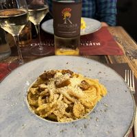 Vegan carbonara  at Rifugio Romano in Rome